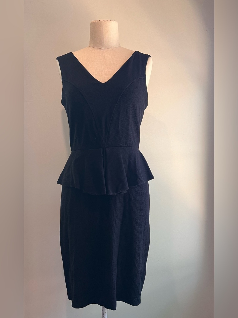 Ganni x Anthropologie black peplum waist dress sz large